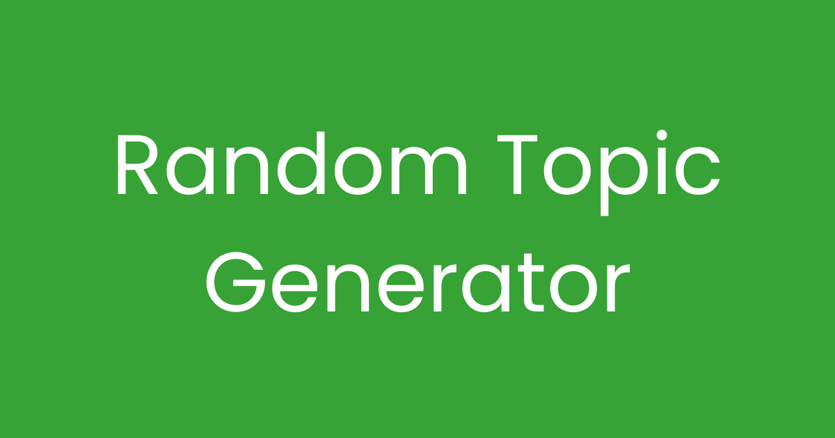 Random Topic Generator